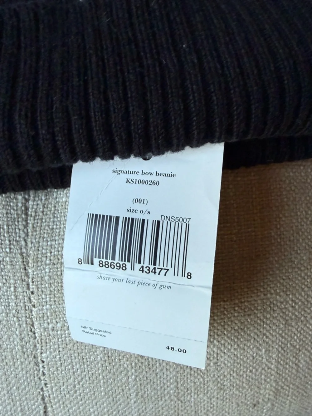 Kate Spade New York Signature Bow Beanie Black White Knit Hat